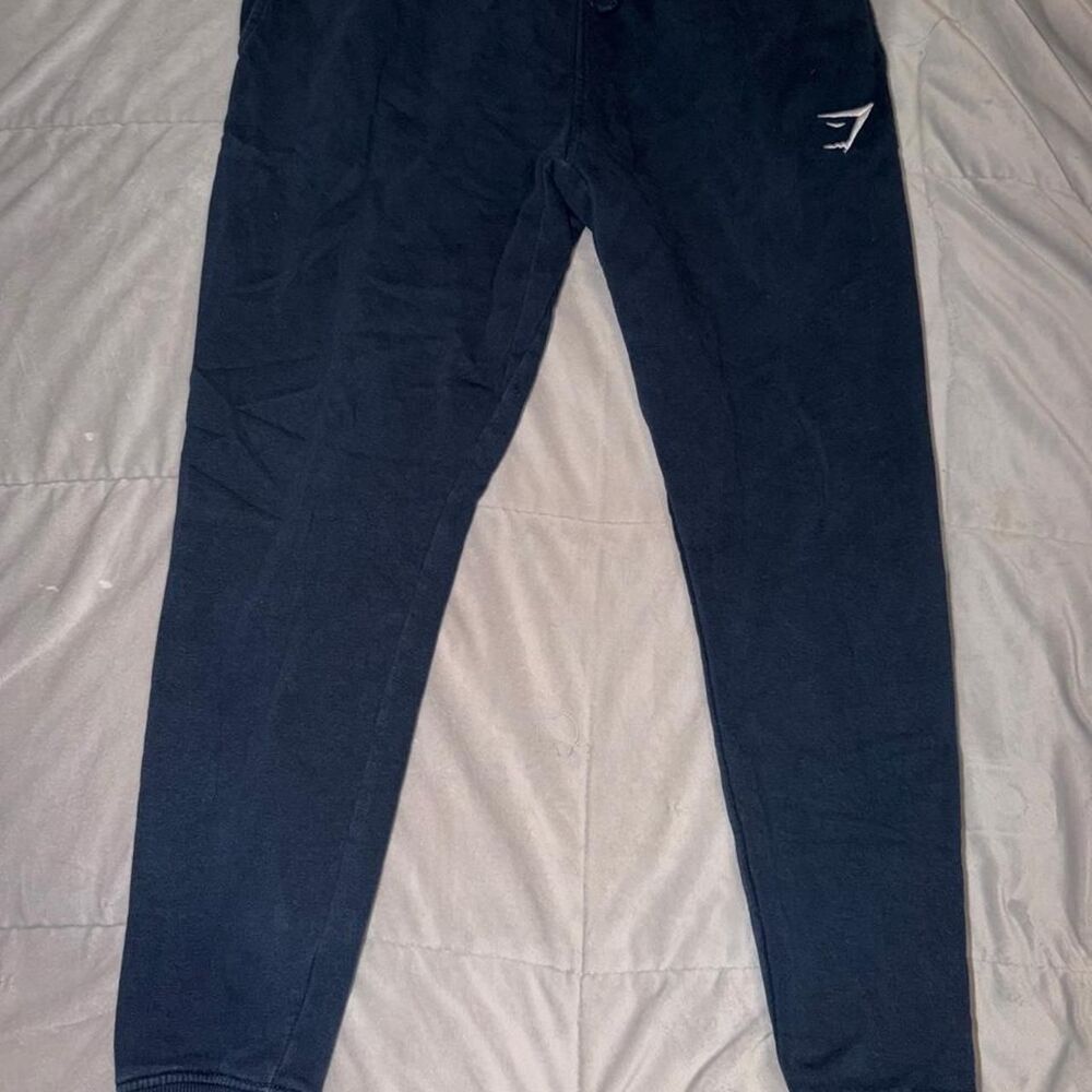 Gymshark Men's Navy and Black Joggers-tracksuits